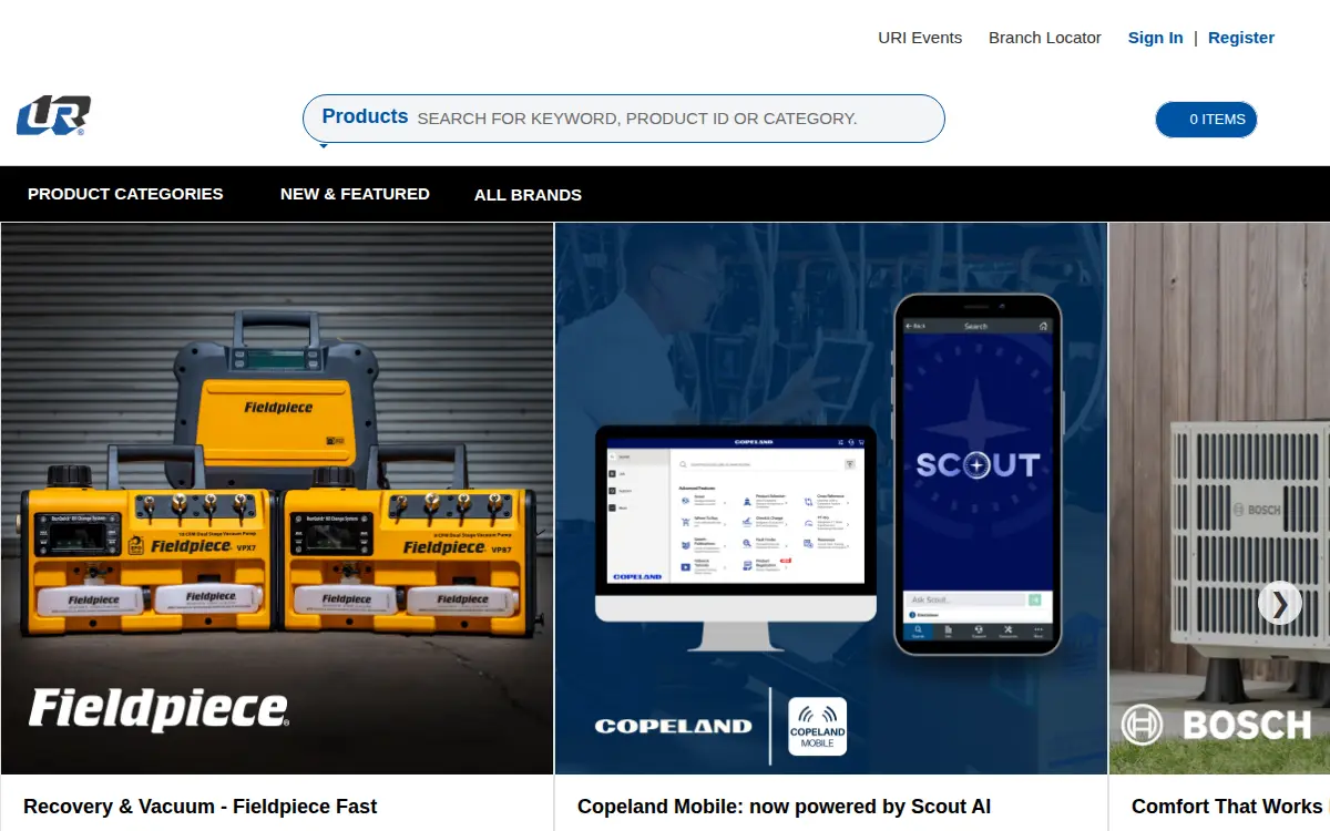 Homepage of United Refrigeration, INC.