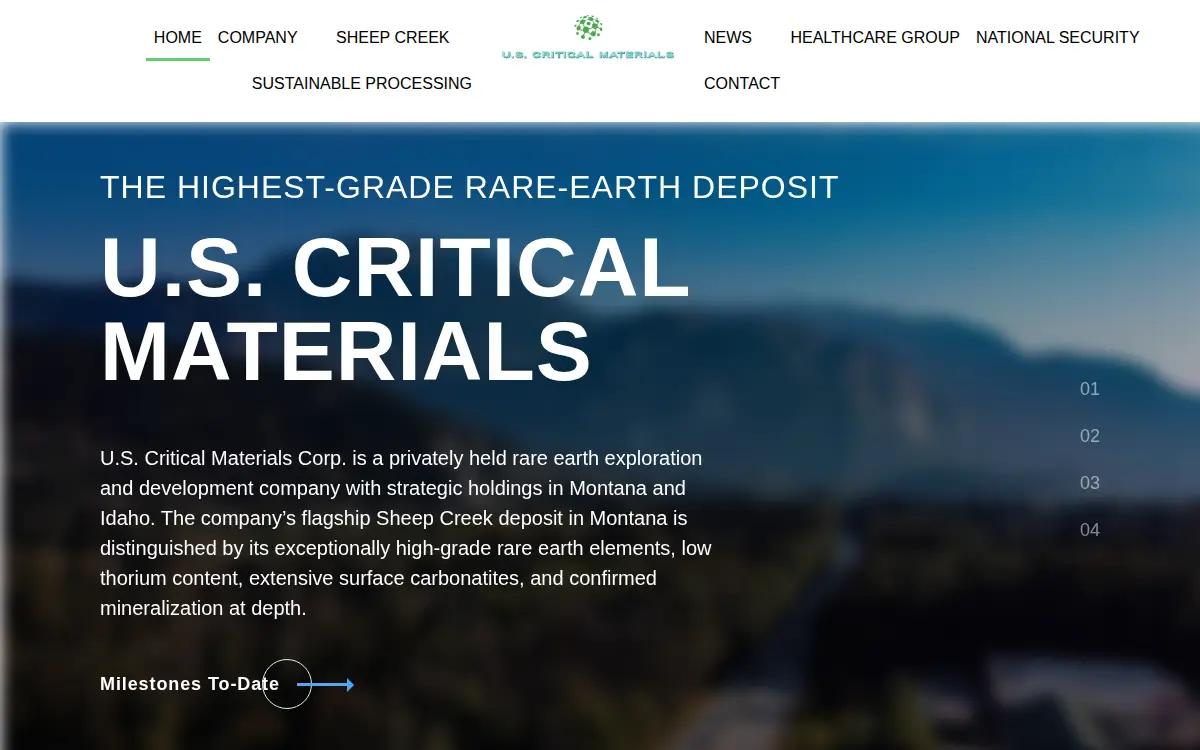 Homepage of US Critical Materials CORP.
