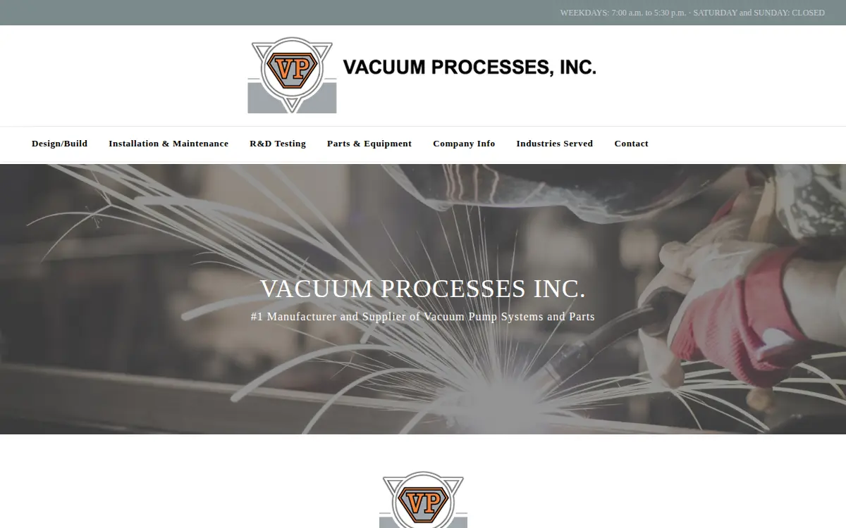 Homepage of Vacuum Processes, INC.