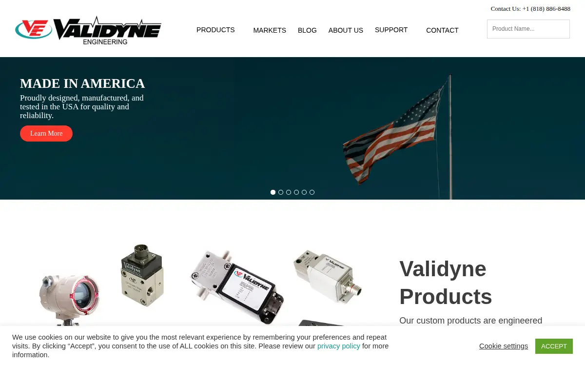 Homepage of Validyne Engineering CORP
