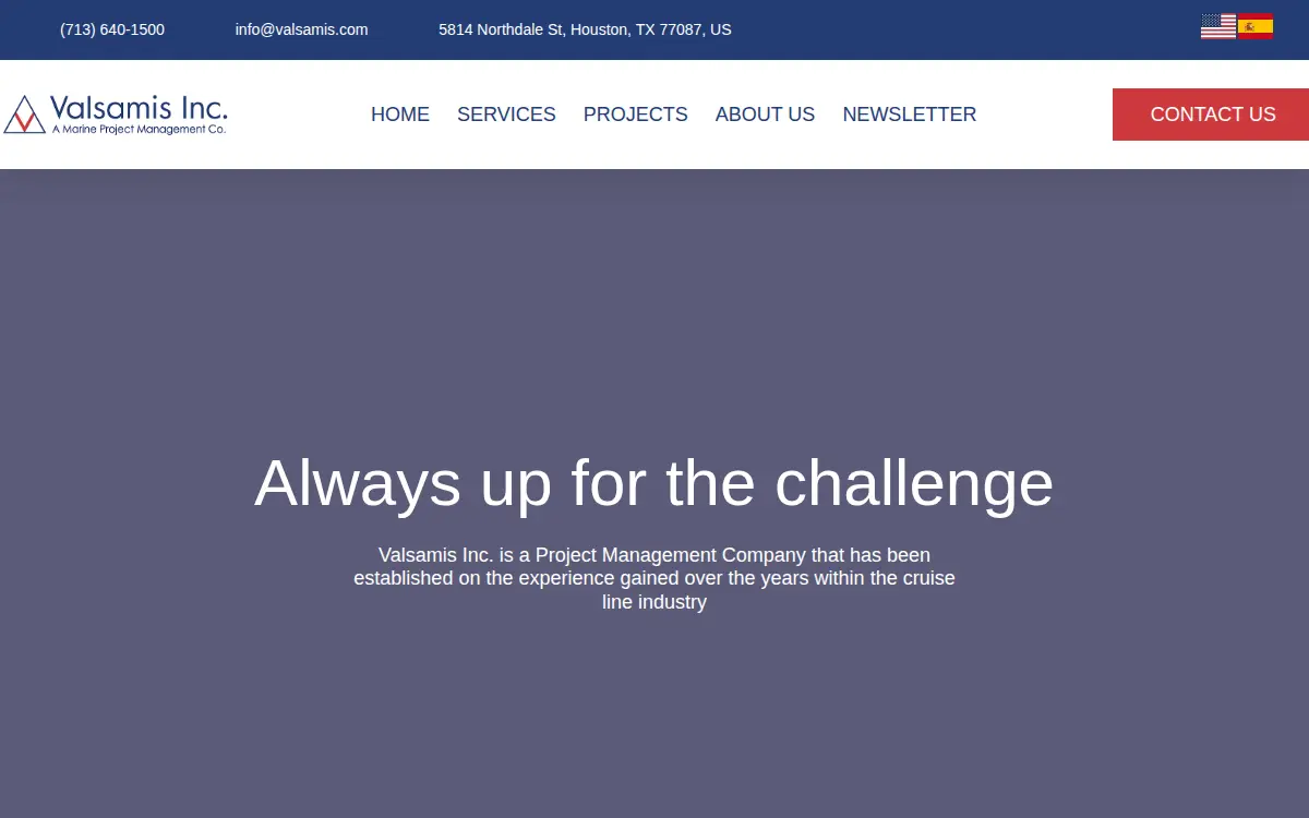 Homepage of Valsamis, INC.