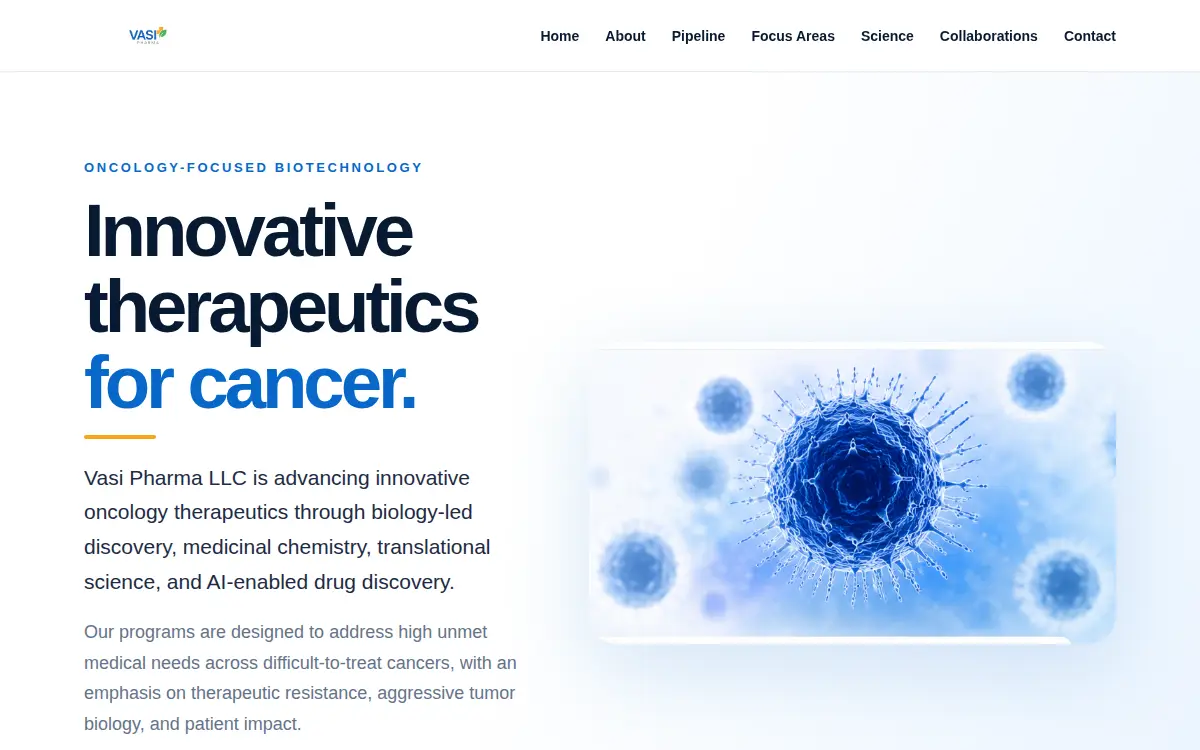 Homepage of Vasi Pharma LLC