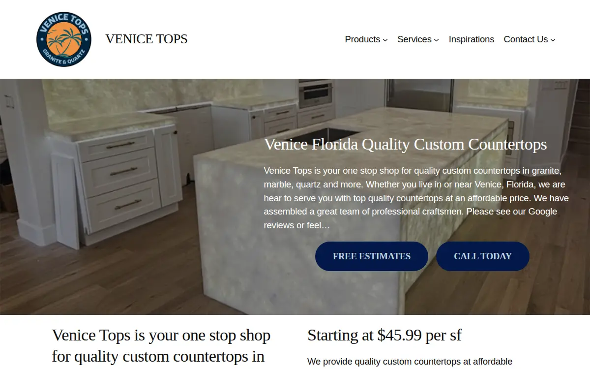 Homepage of Venice Tops LLC