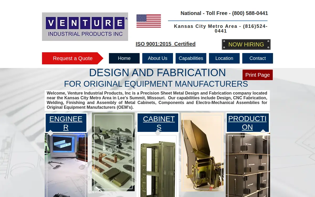 Homepage of Venture Industrial Products, INC.
