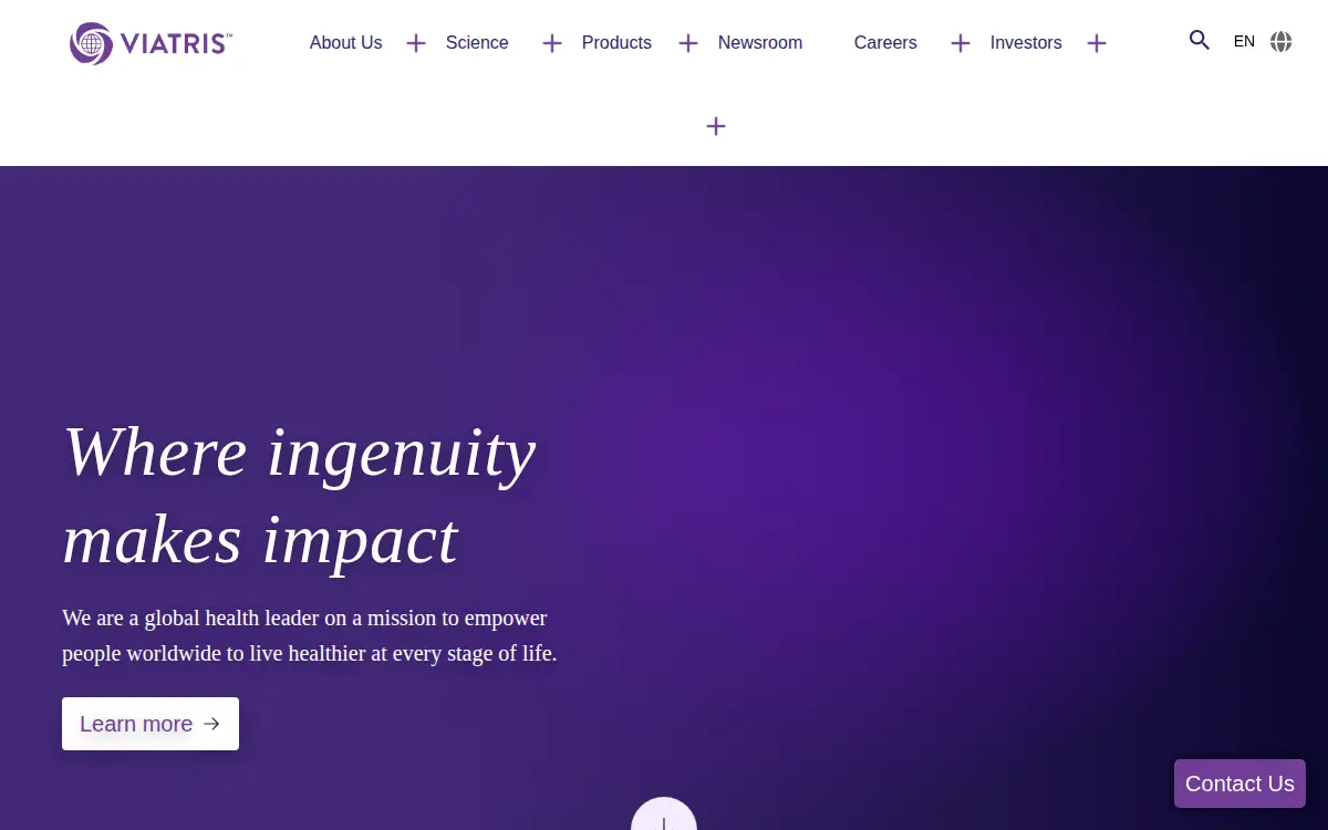 Homepage of Viatris Specialty LLC