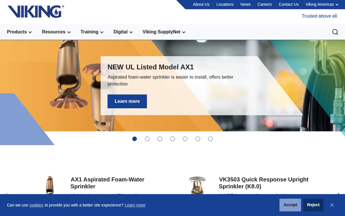 Homepage of The Viking Corporation