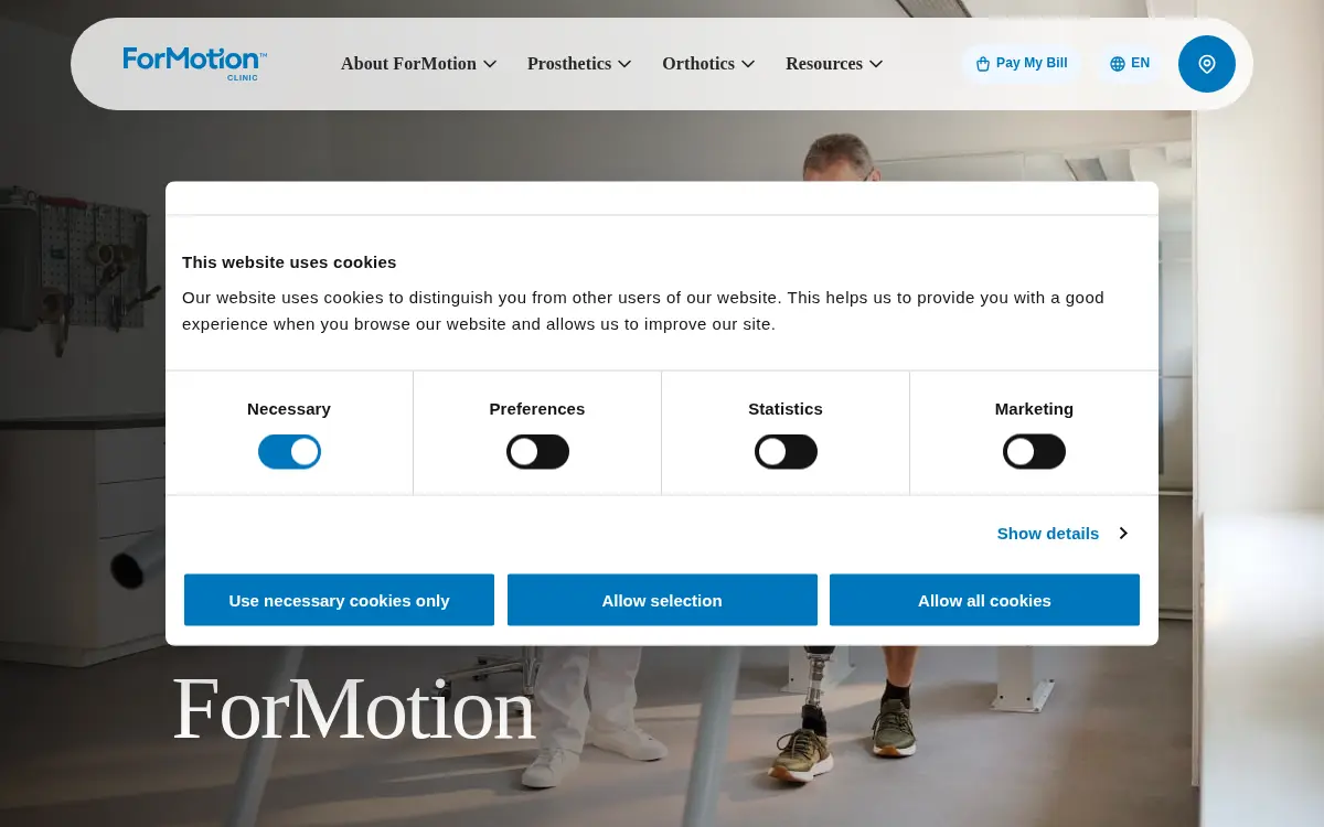 Homepage of Virginia Prosthetics, INC.