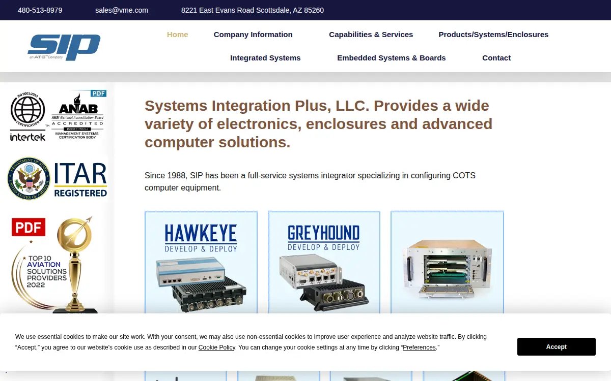 Homepage of Systems Integration Plus, LLC