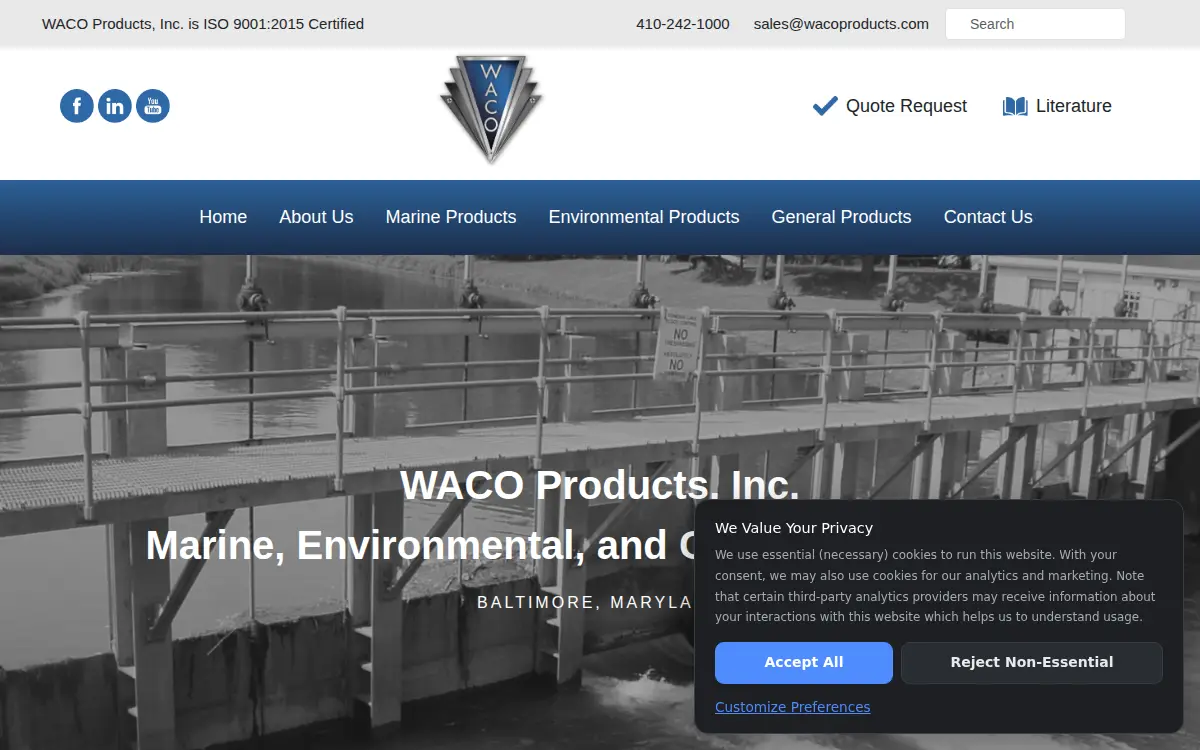 Homepage of Waco Products, INC