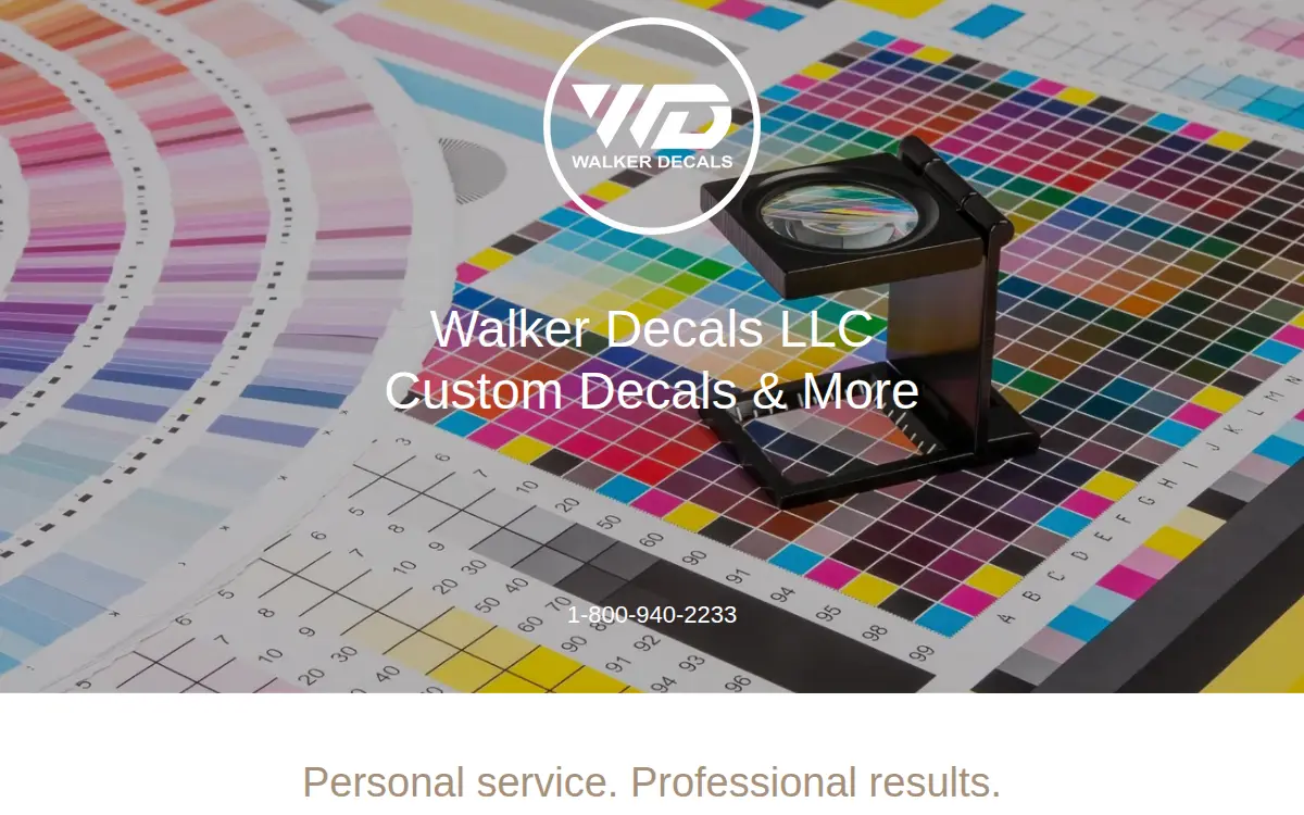 Homepage of Walker Decals LLC