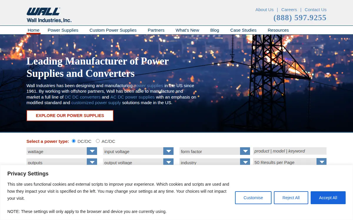 Homepage of Wall Industries, INC