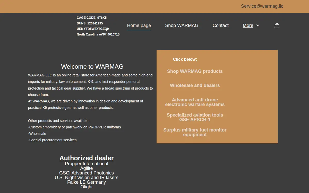 Homepage of Warmag LLC
