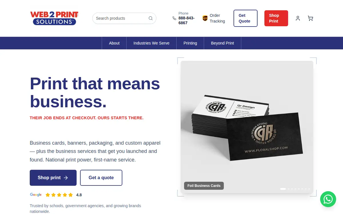 Homepage of Web2print USA Solutions LLC