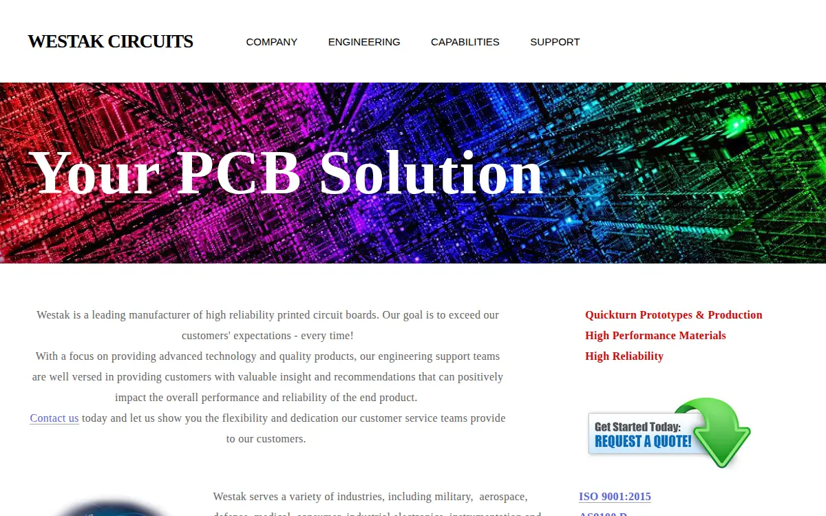 Homepage of Westak, INC.