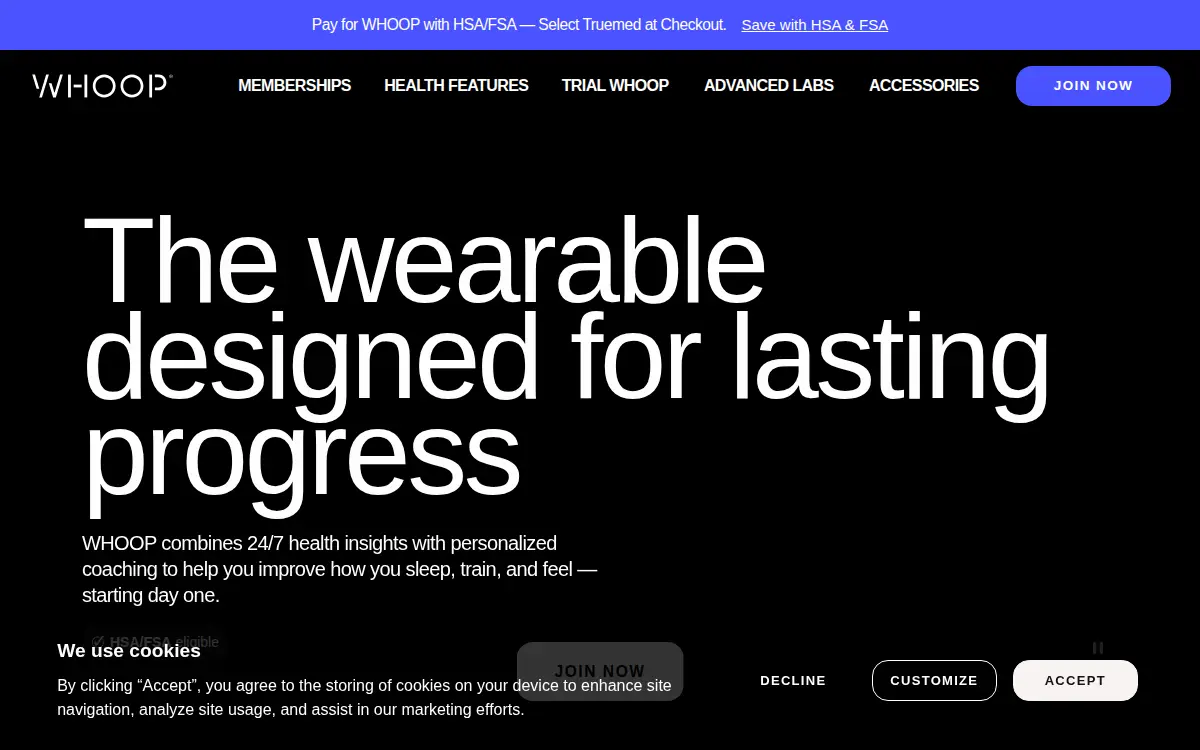 Homepage of Whoop, INC.