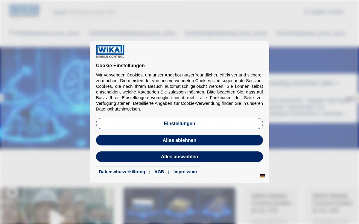 Homepage of Wika Mobile Control, LP