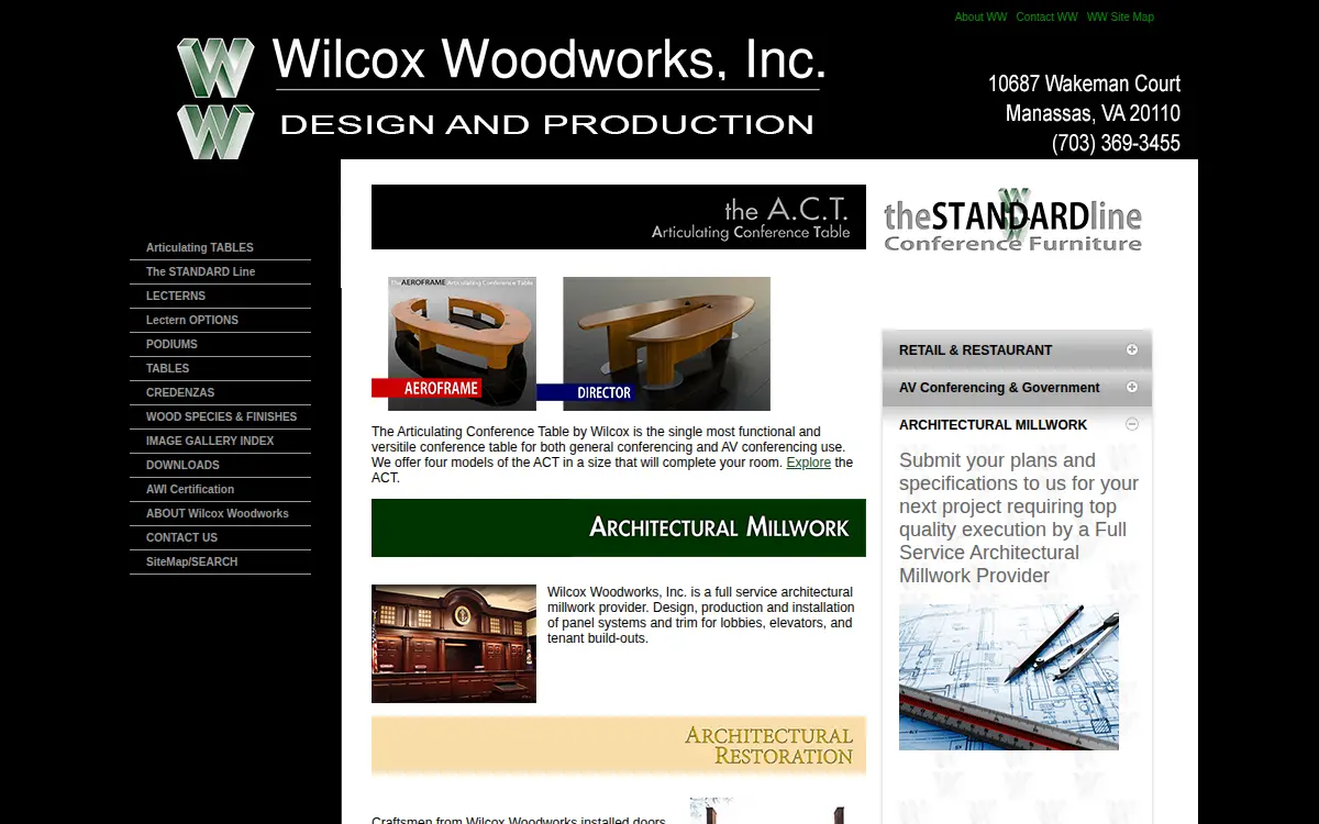 Homepage of Wilcox Woodworks INC