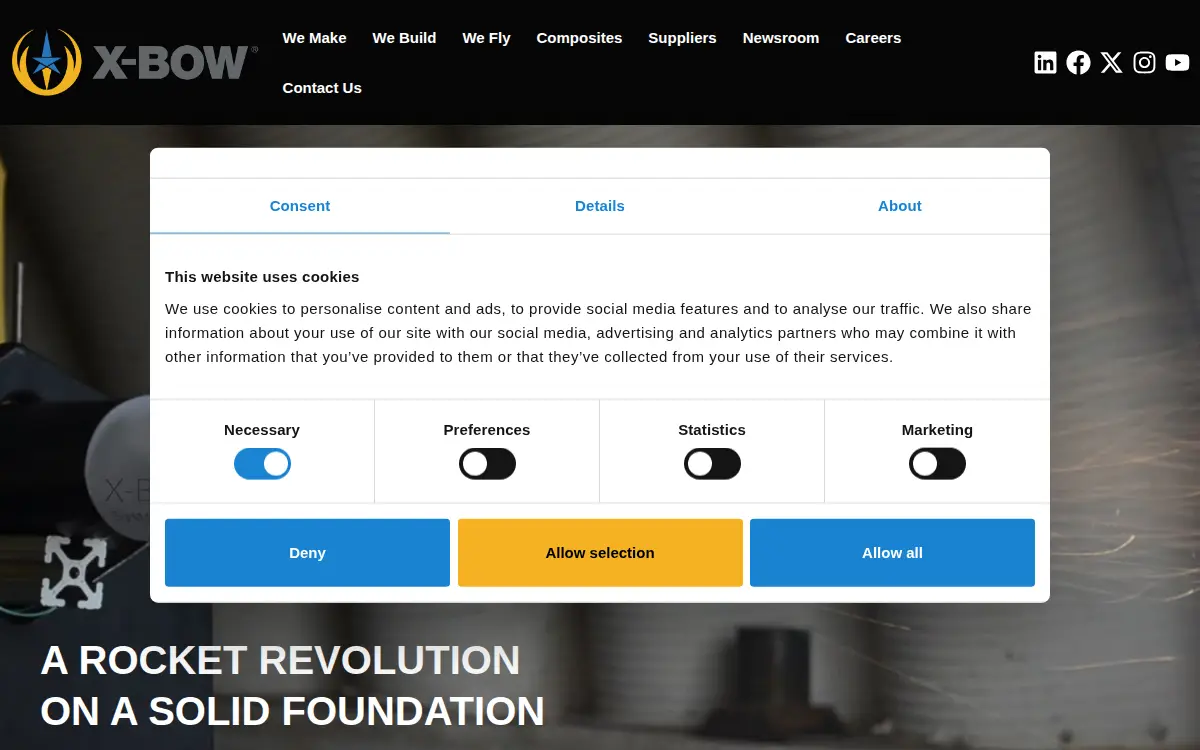 Homepage of X-bow Launch Systems INC.