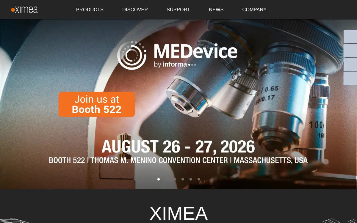 Homepage of Ximea CORP.
