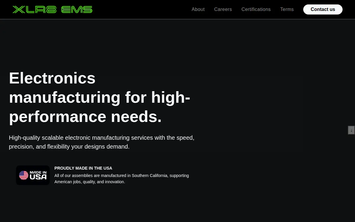 Homepage of Xlr8 Ems, LLC