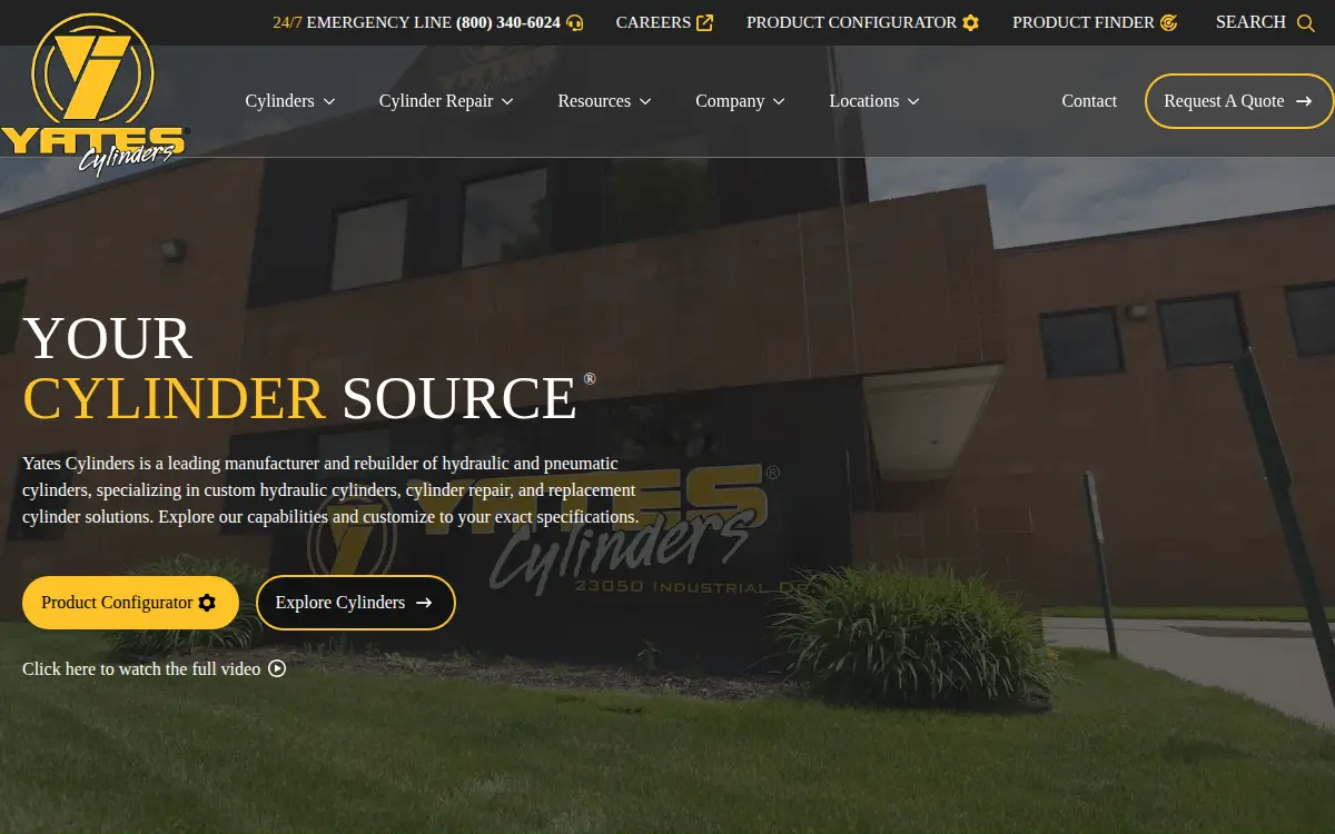 Homepage of Yates Industries South LLC