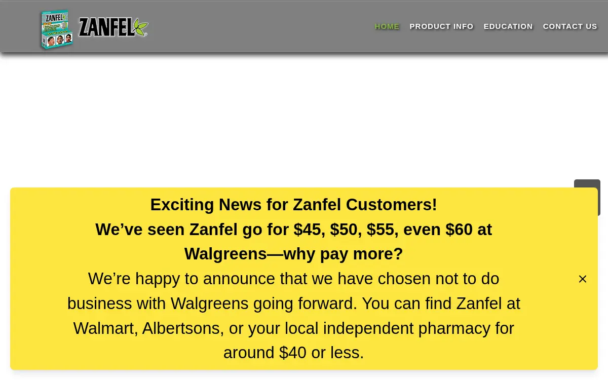 Homepage of Zanfel Laboratories, INC