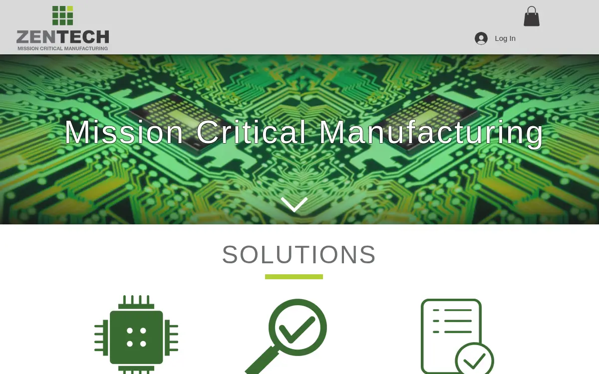 Homepage of Zentech Manufacturing, INC
