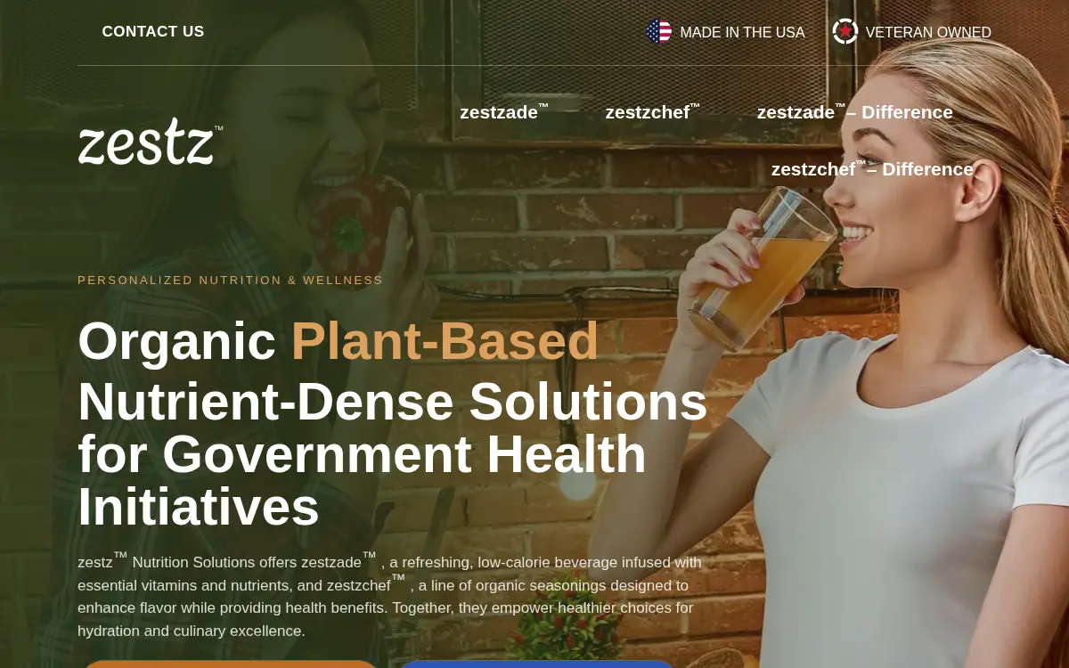 Homepage of Zestz Nutrition, LLC