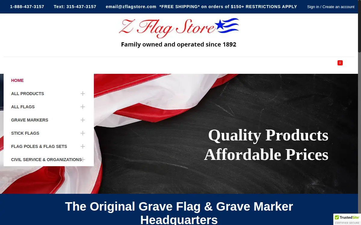 Homepage of Z Flag Store INC