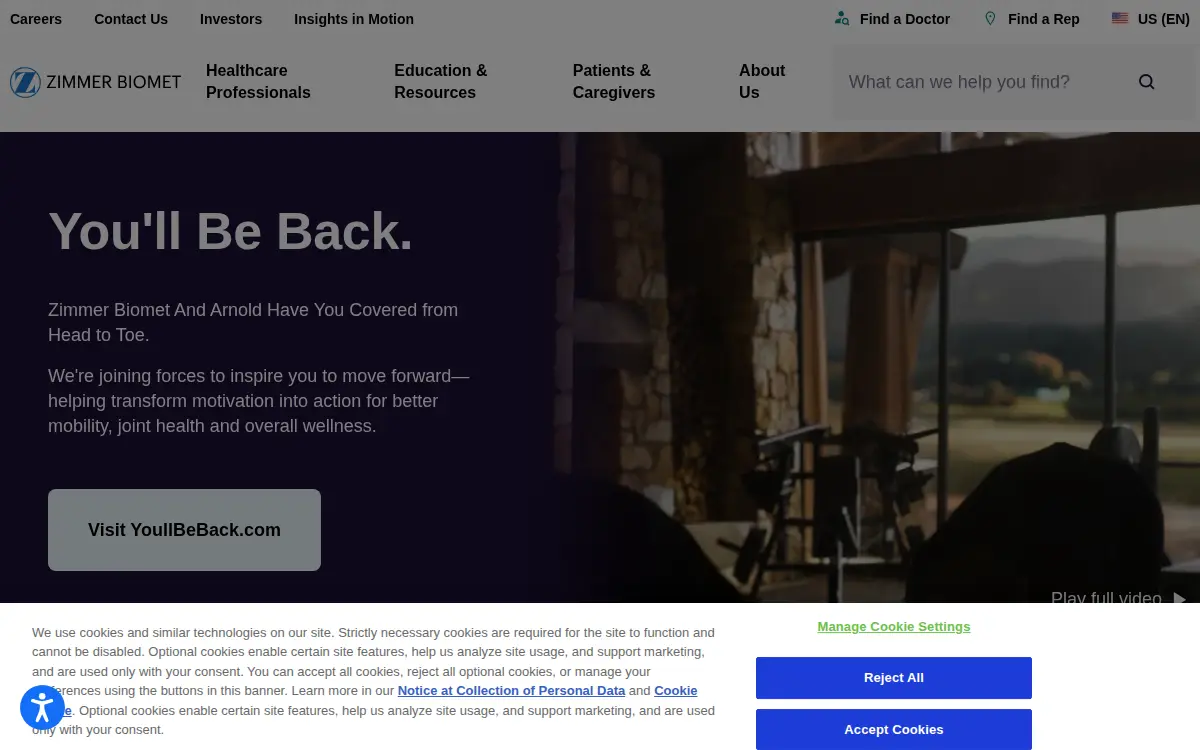 Homepage of Zimmer, INC.