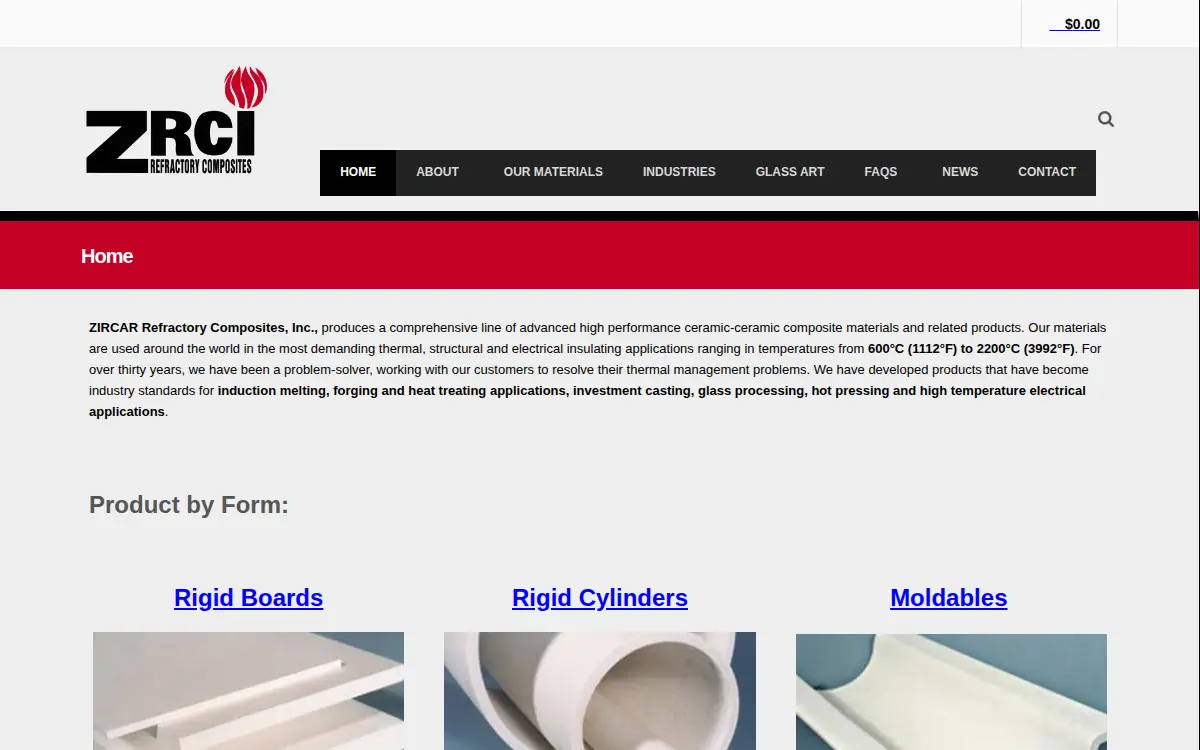 Homepage of Zircar Refractory Composites INC