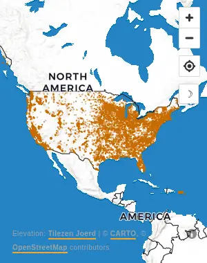 Map of United States manufacturing facilities