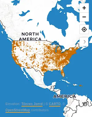 Map of United States manufacturing facilities