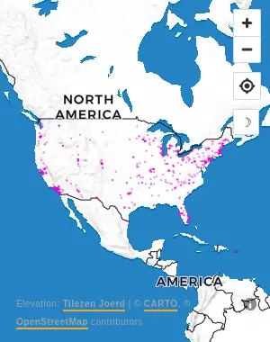 Map of United States manufacturing facilities