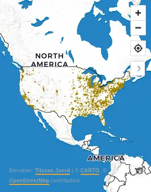 Map of United States manufacturing facilities