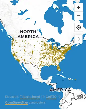 Map of United States manufacturing facilities