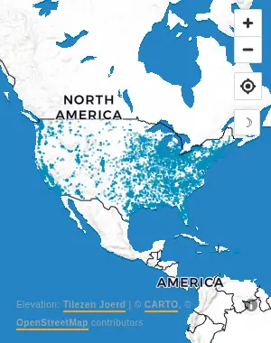 Map of United States manufacturing facilities