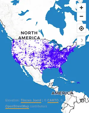 Map of United States manufacturing facilities