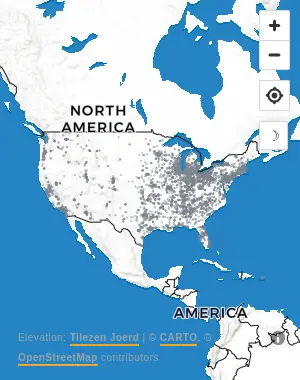 Map of United States manufacturing facilities