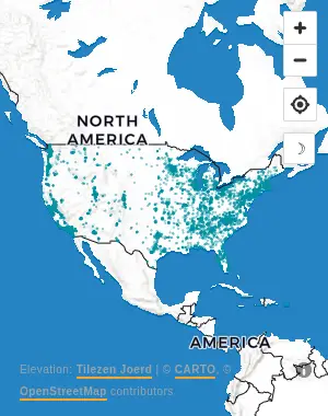 Map of United States manufacturing facilities